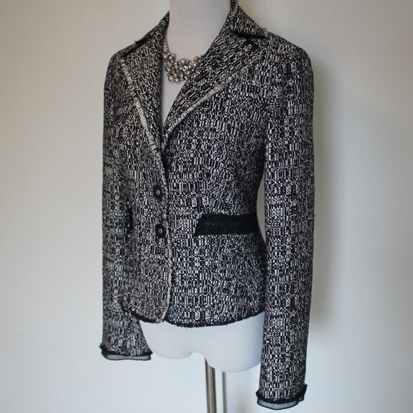 ANN TAYLOR Size 2 Blue & White Suit Blazer Jacket - Picture 1 of 8